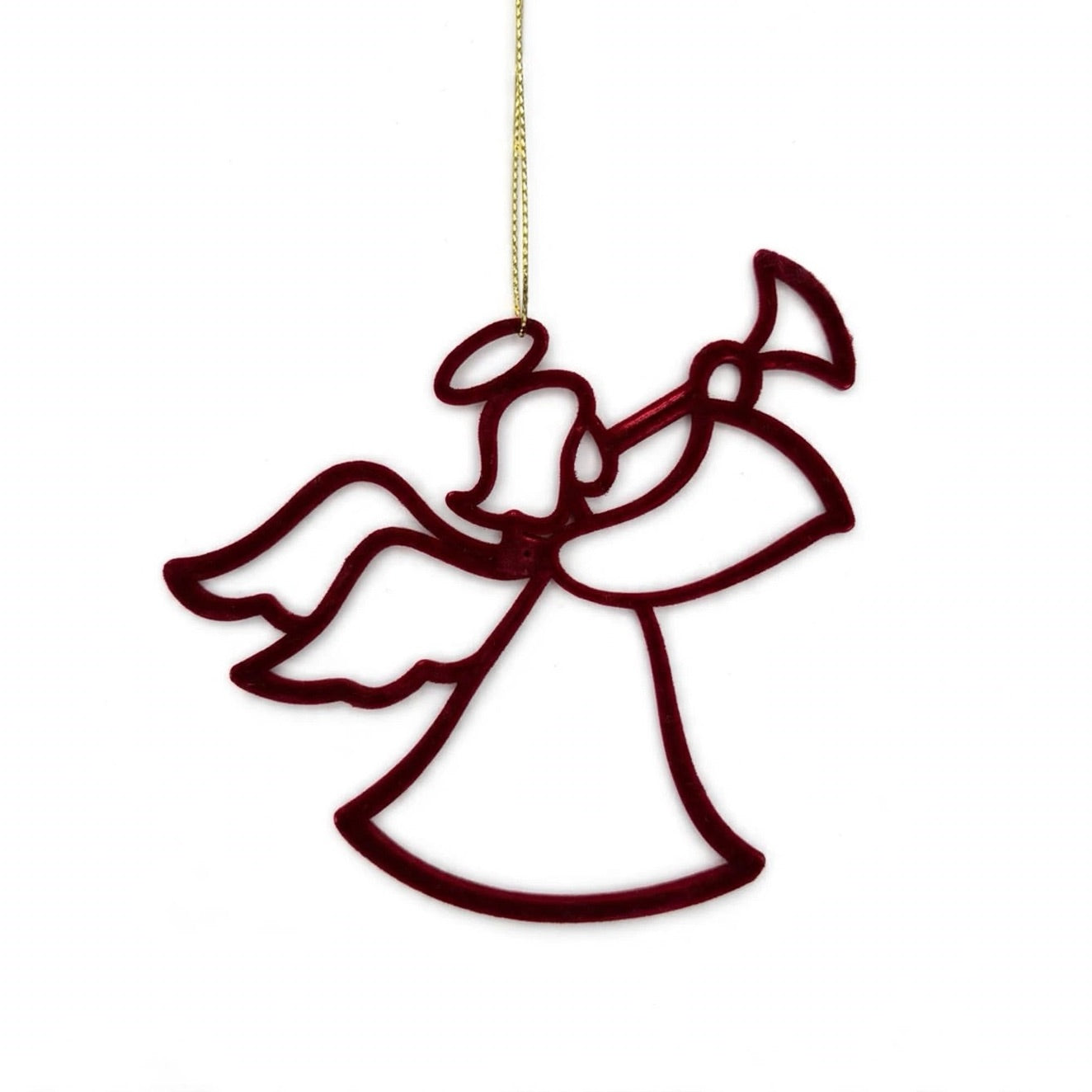 Ciondolo Angelo di Natale, Decorazione Albero, colore Bordeaux – decorazioni per albero di Natale Merry Worlds, foto 2